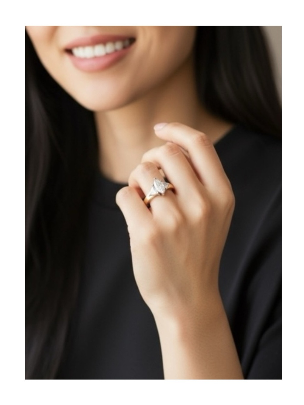 2+ CT Marquise Diamond Engagement Ring ✶ Trillions 14K Gold ✶ Mayors Appraisal 6 - Picture 2 of 16